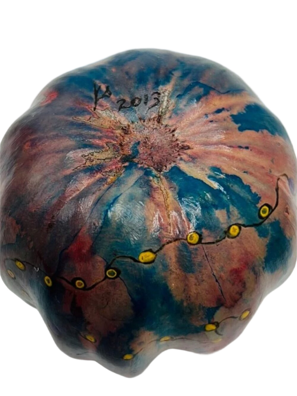 “Crown of Thorns Rosary Holder” Original Gourd Art Vessel Kristina Simkins ©2013 - Picture 5 of 8